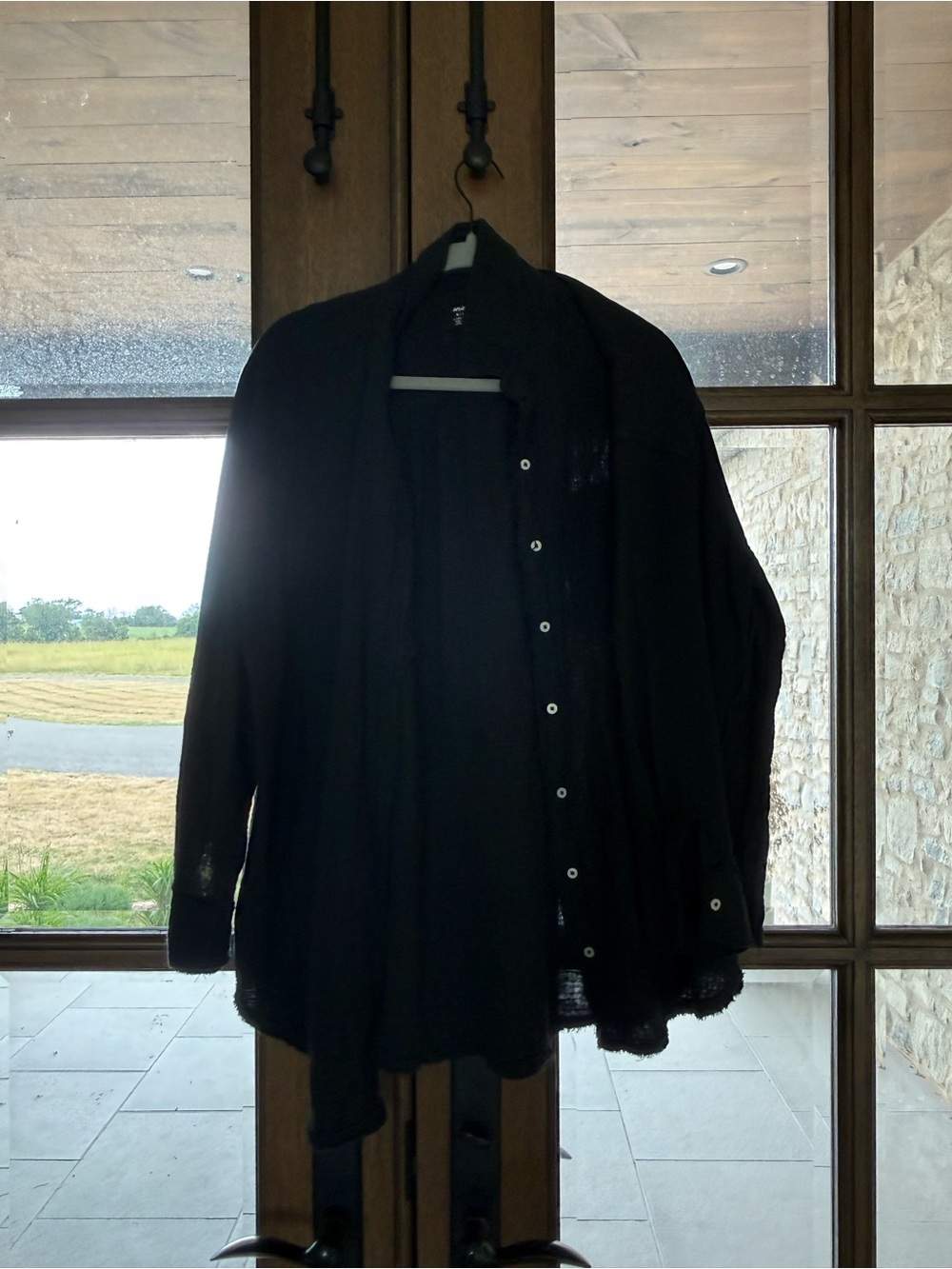 Black Button-Front Lightweight shirt